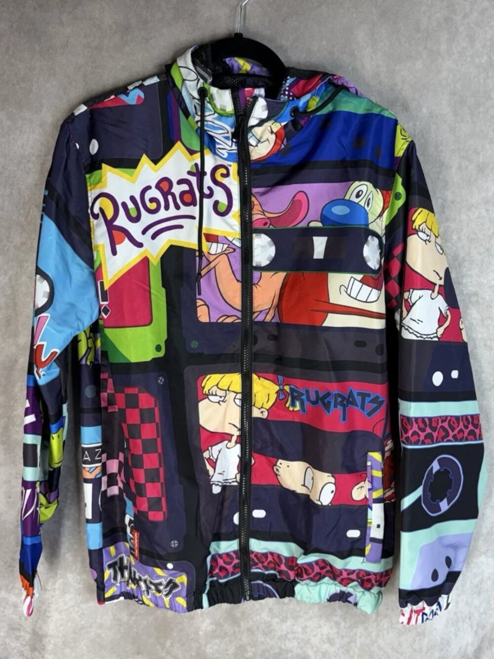Members Only x Nickelodeon Ren Stimpy Rugrats All Over Print Jacket Men's Sz S